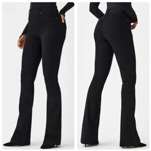 Spanx Black High Rise Flare Jeans Large Tall Pull on Stretch Denim 20326T